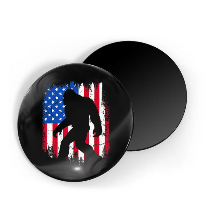 Retro Bigfoot Silhouette USA Flag Sasquatch Lovers July 4th Magnet