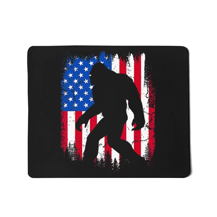 Retro Bigfoot Silhouette USA Flag Sasquatch Lovers July 4th Mousepad