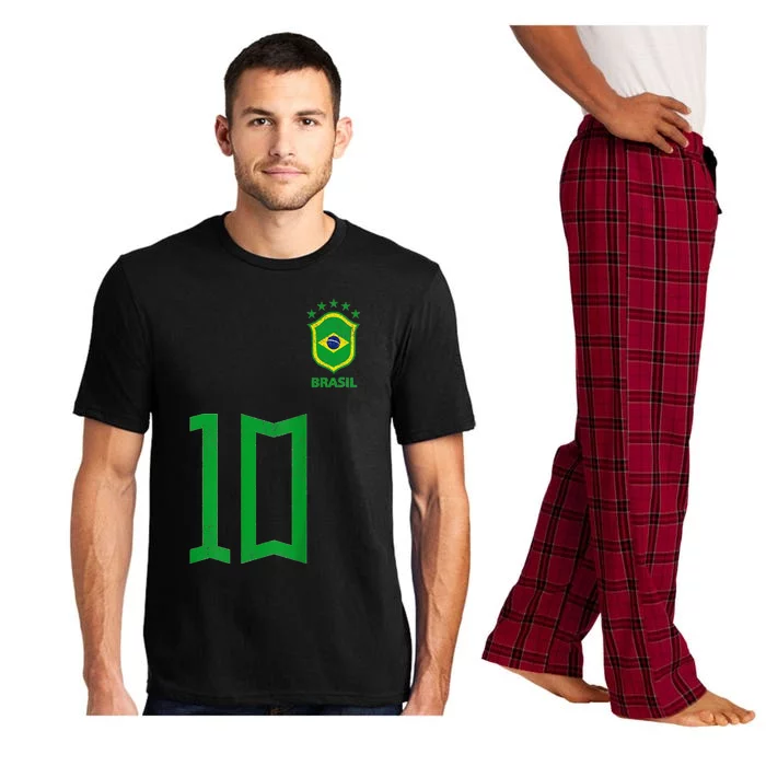 Retro Brazil Soccer Number 10 Brazilian Futebol Brasil Team Pajama Set