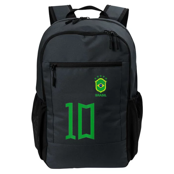 Retro Brazil Soccer Number 10 Brazilian Futebol Brasil Team Daily Commute Backpack