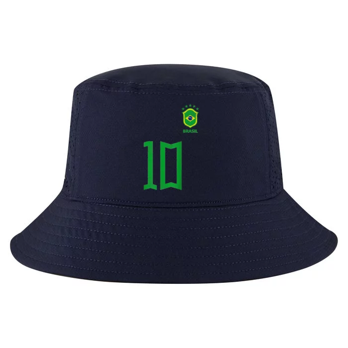 Retro Brazil Soccer Number 10 Brazilian Futebol Brasil Team Cool Comfort Performance Bucket Hat