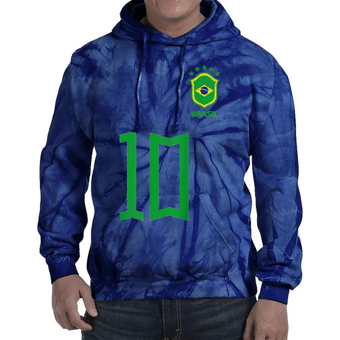 Retro Brazil Soccer Number 10 Brazilian Futebol Brasil Team Tie Dye Hoodie