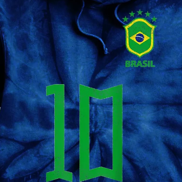 Retro Brazil Soccer Number 10 Brazilian Futebol Brasil Team Tie Dye Hoodie