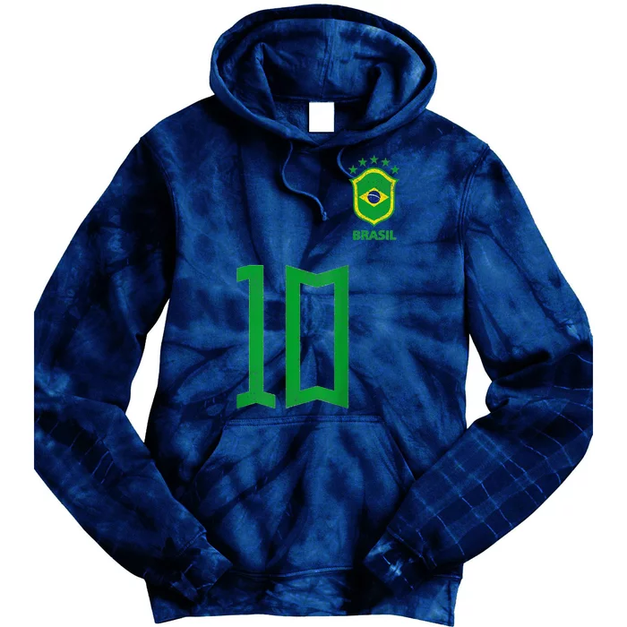 Retro Brazil Soccer Number 10 Brazilian Futebol Brasil Team Tie Dye Hoodie