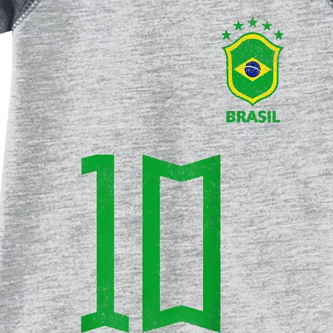 Retro Brazil Soccer Number 10 Brazilian Futebol Brasil Team Infant Baby Jersey Bodysuit