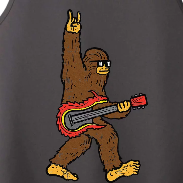 Rocker Bigfoot Sasquatch Guitar Rocknroll Rock Cute Performance Tank