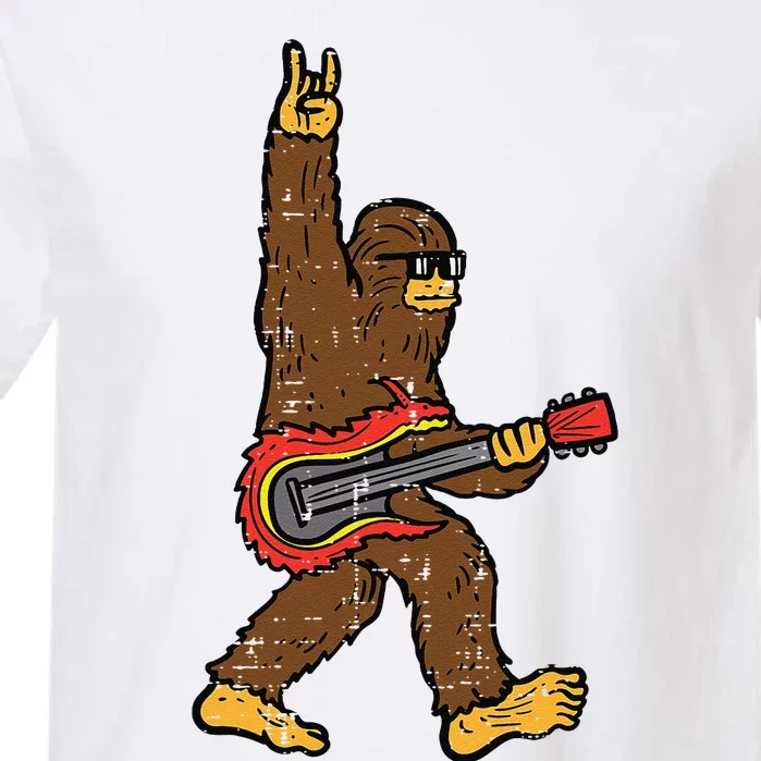 Rocker Bigfoot Sasquatch Guitar Rocknroll Rock Cute Garment-Dyed Heavyweight T-Shirt