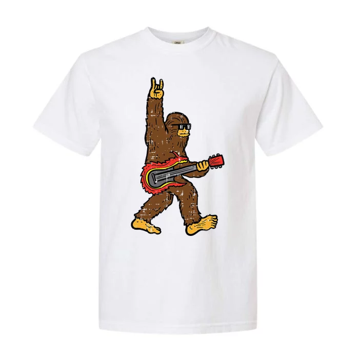 Rocker Bigfoot Sasquatch Guitar Rocknroll Rock Cute Garment-Dyed Heavyweight T-Shirt