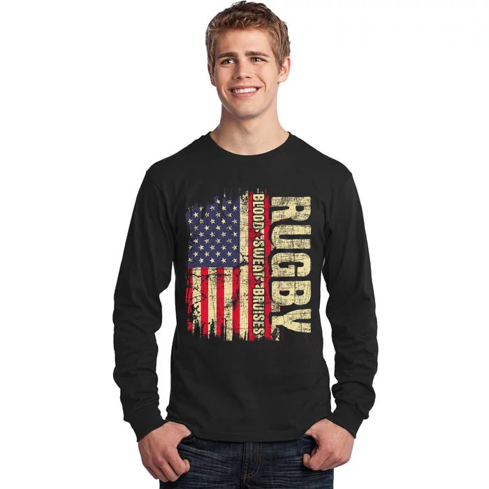 Rugby Blood Sweat Bruises Rugby Player Coach Dad Mom Tall Long Sleeve T-Shirt