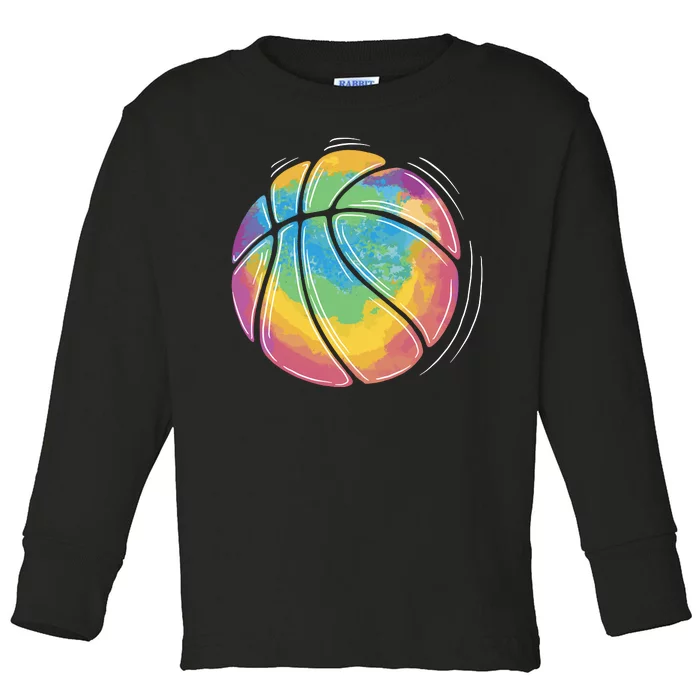 Rainbow Basketball Sport Toddler Long Sleeve Shirt