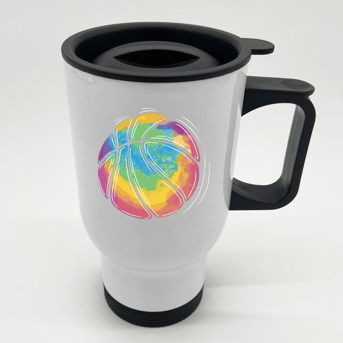 Rainbow Basketball Sport Front & Back Stainless Steel Travel Mug