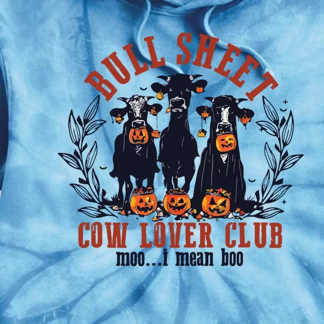 Retro Bull Sheet Cow Lover Club Funny Pumpkins Halloween Tie Dye Hoodie