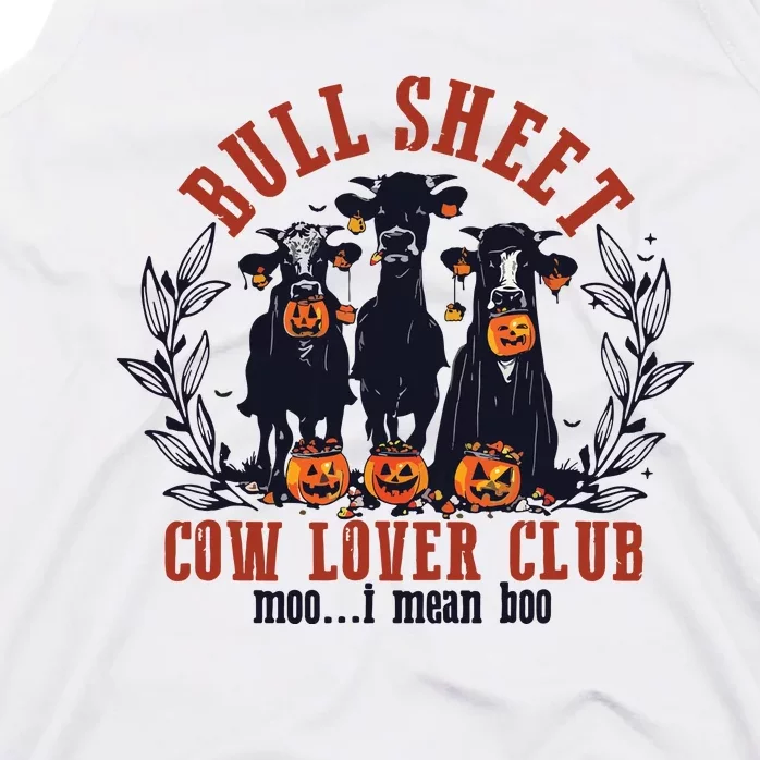 Retro Bull Sheet Cow Lover Club Funny Pumpkins Halloween Tank Top