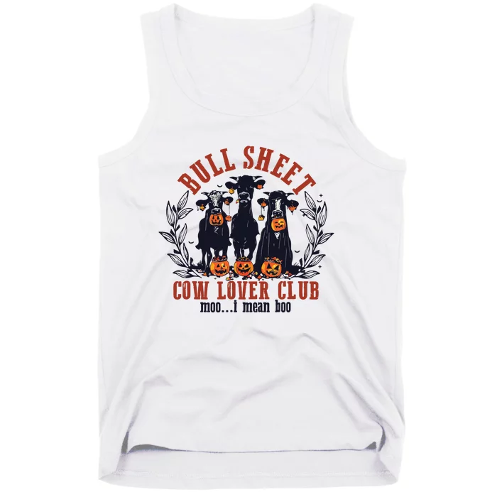 Retro Bull Sheet Cow Lover Club Funny Pumpkins Halloween Tank Top