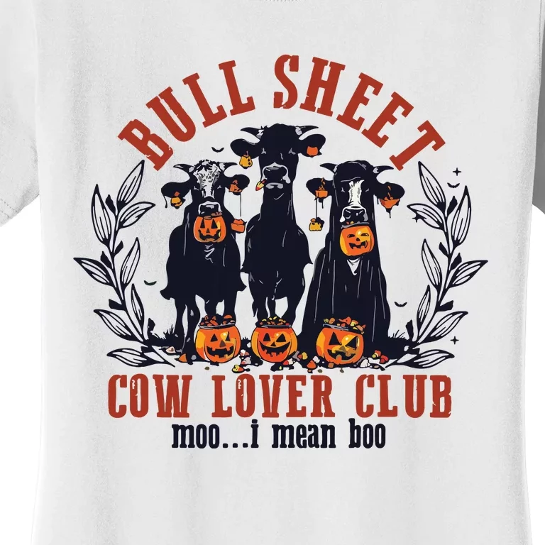 Retro Bull Sheet Cow Lover Club Funny Pumpkins Halloween Women's T-Shirt