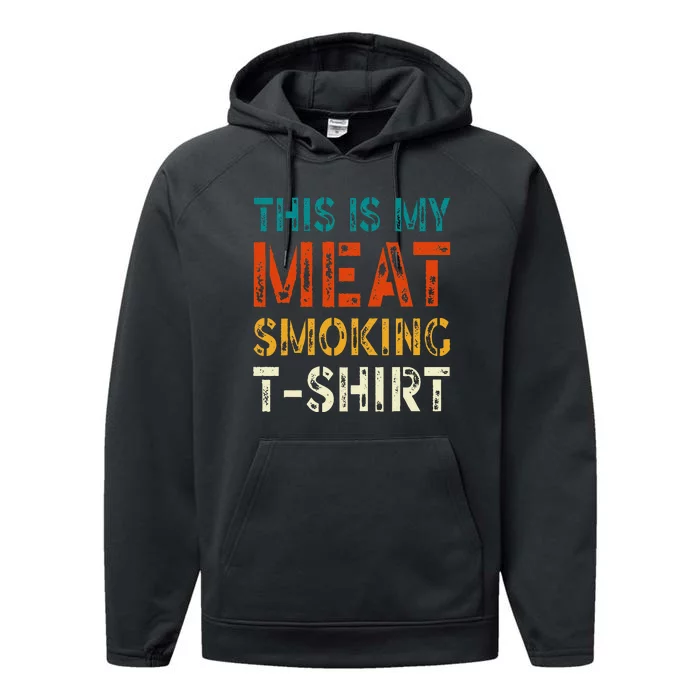 Retro Bbq Smoker Vintage Us Flag This Is My Meat Smoking Performance Fleece Hoodie