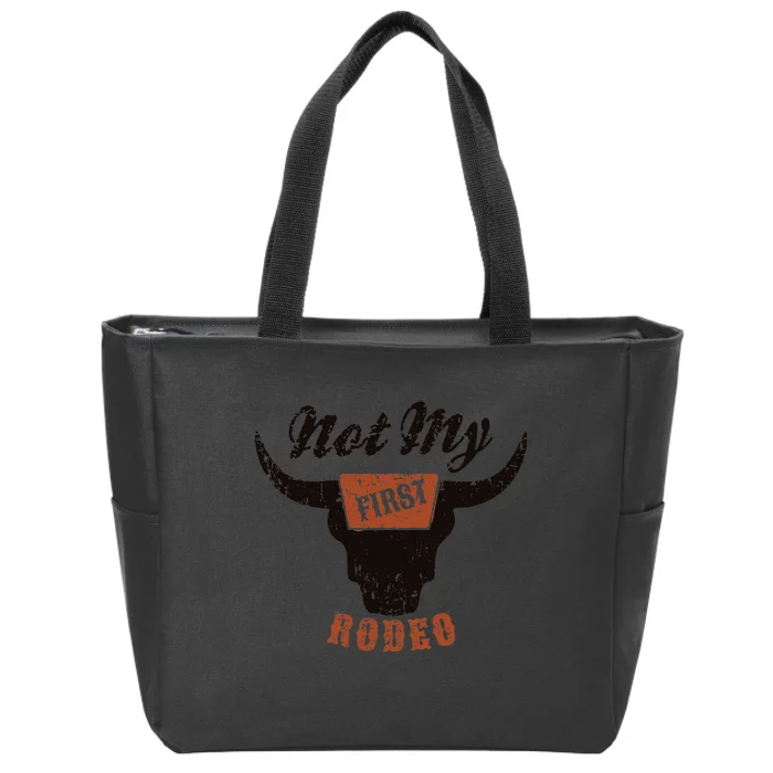 Retro Bull Skull Not My First Rodeo Western Country Cowboy Zip Tote Bag