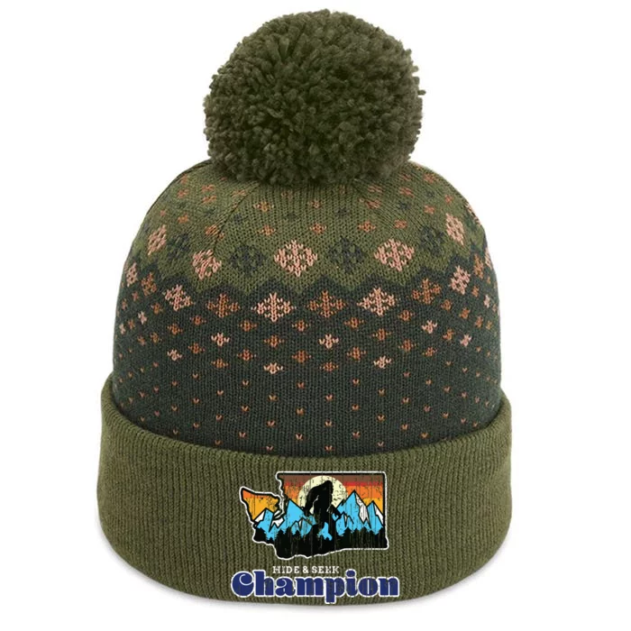 Retro Bigfoot State Of Washington Hide And Seek Champion The Baniff Cuffed Pom Beanie