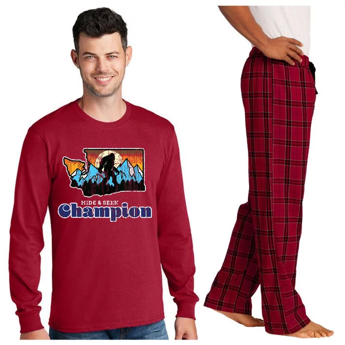 Retro Bigfoot State Of Washington Hide And Seek Champion Long Sleeve Pajama Set