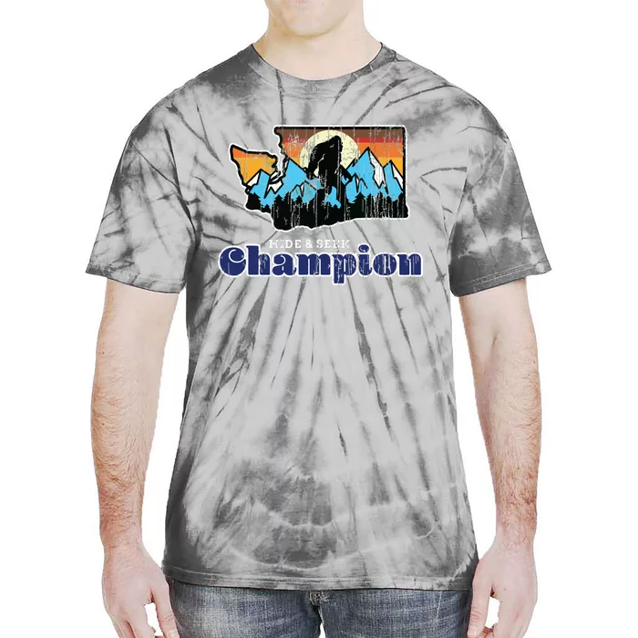 Retro Bigfoot State Of Washington Hide And Seek Champion Tie-Dye T-Shirt