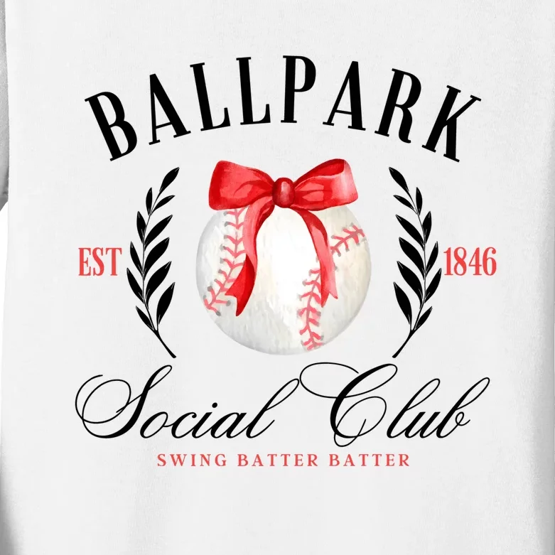 Retro Ballpark Social Club Est 1846 Baseball Kids Long Sleeve Shirt