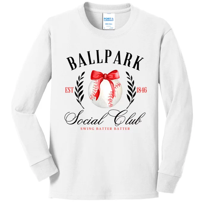 Retro Ballpark Social Club Est 1846 Baseball Kids Long Sleeve Shirt