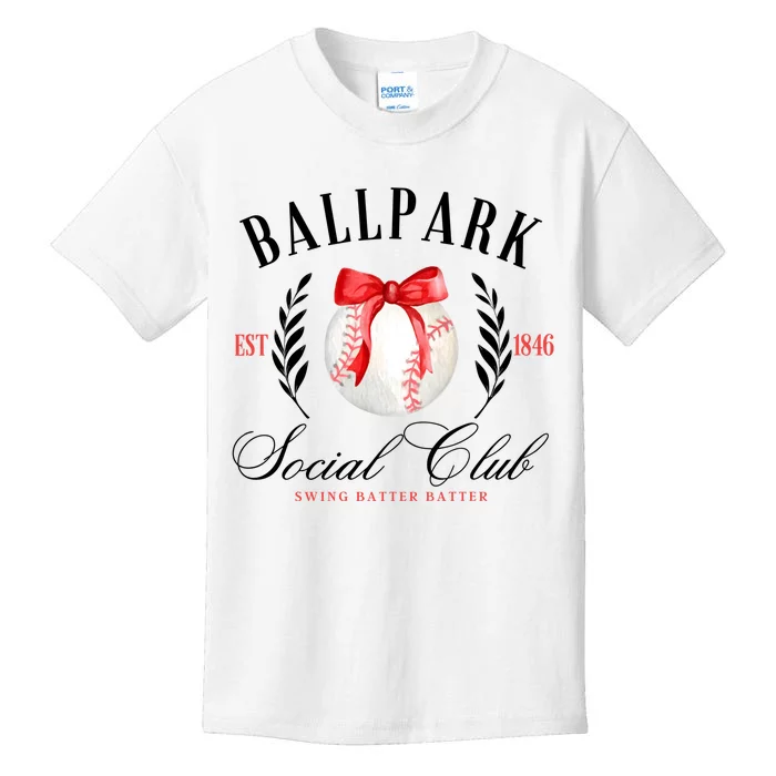 Retro Ballpark Social Club Est 1846 Baseball Kids T-Shirt