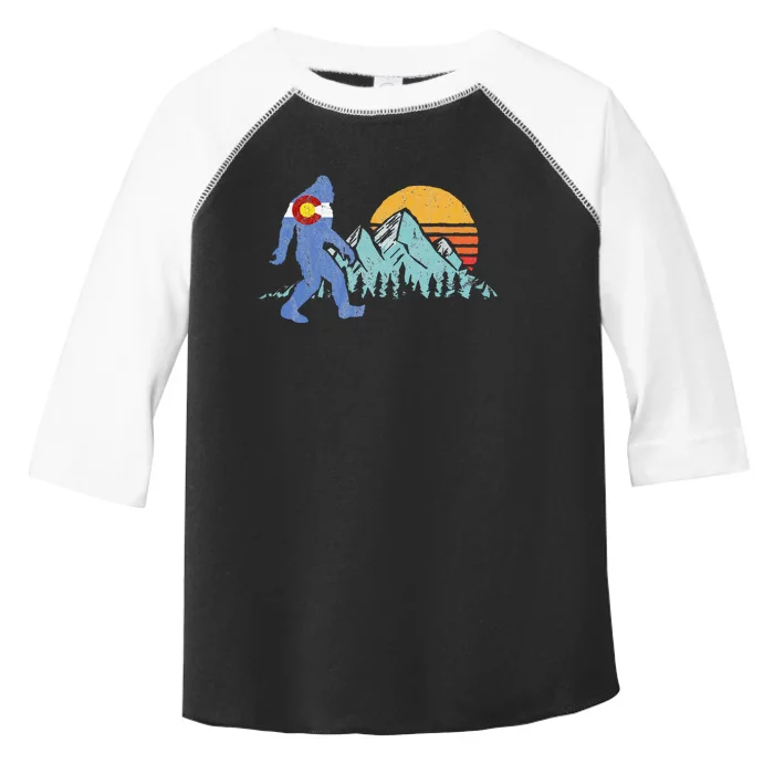 Retro Bigfoot Sun & Mountain State Flag Of Colorado Toddler Fine Jersey T-Shirt