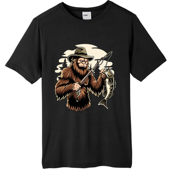 Retro Bigfoot Sasquatch Fishing Bassquatch Funny Fisherman ChromaSoft Performance T-Shirt