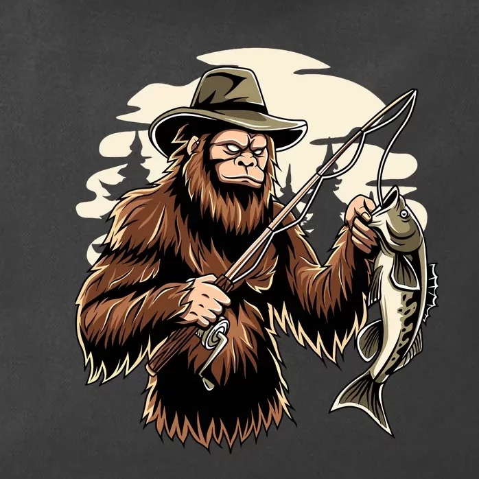 Retro Bigfoot Sasquatch Fishing Bassquatch Funny Fisherman Zip Tote Bag