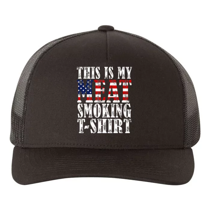 Retro BBQ Smoker Vintage US Flag This Is My Meat Smoking Yupoong Adult 5-Panel Trucker Hat