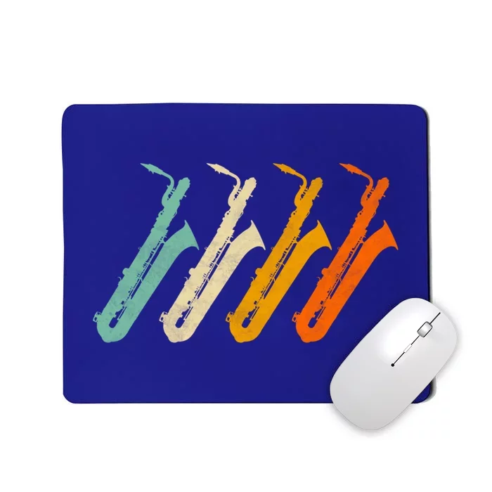 Retro Baritone Saxophone Gift For Bari Saxophonist Gift Mousepad