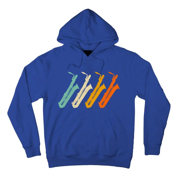 Retro Baritone Saxophone Gift For Bari Saxophonist Gift Tall Hoodie