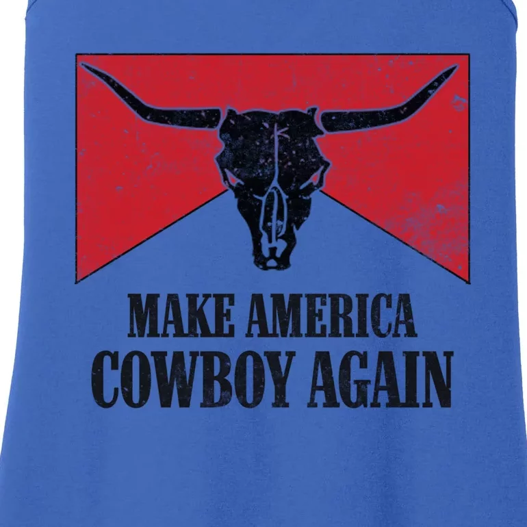 Retro Bull Skull Western Life Makes America A Cow Again Gift Ladies Essential Tank