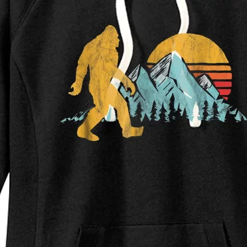 Retro Bigfoot Silhouette Mountain Sun Women's Fleece Hoodie