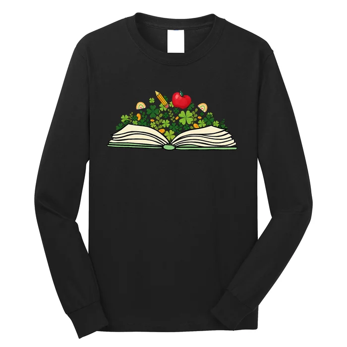 Reading Book St Patricks Day Reader Bookish Bibliophile Long Sleeve Shirt