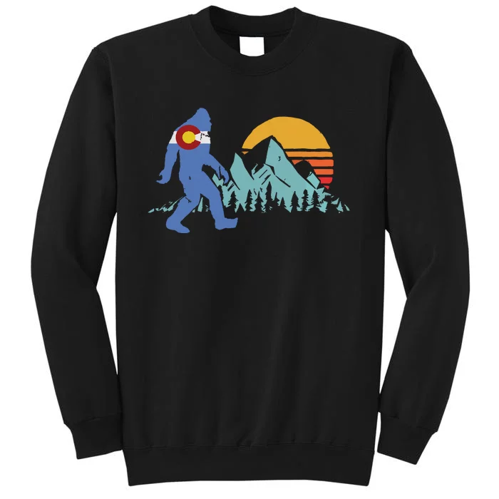 Retro Bigfoot Sun Mountain State Flag Of Colorado Graphic Sweatshirt