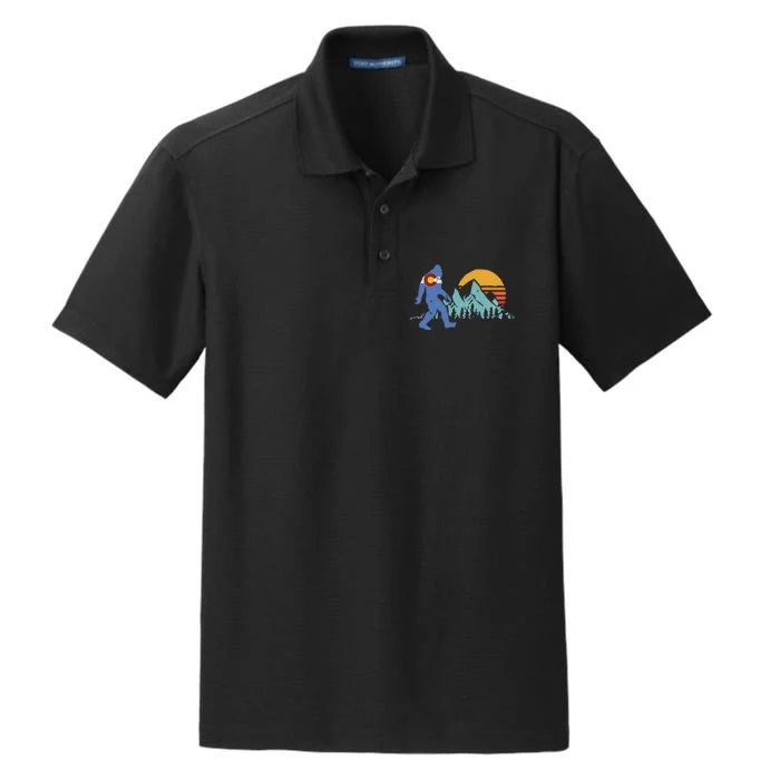 Retro Bigfoot Sun Mountain State Flag Of Colorado Graphic Dry Zone Grid Performance Polo