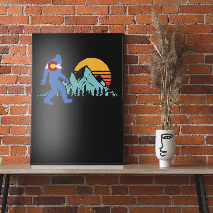 Retro Bigfoot Sun Mountain State Flag Of Colorado Graphic Poster