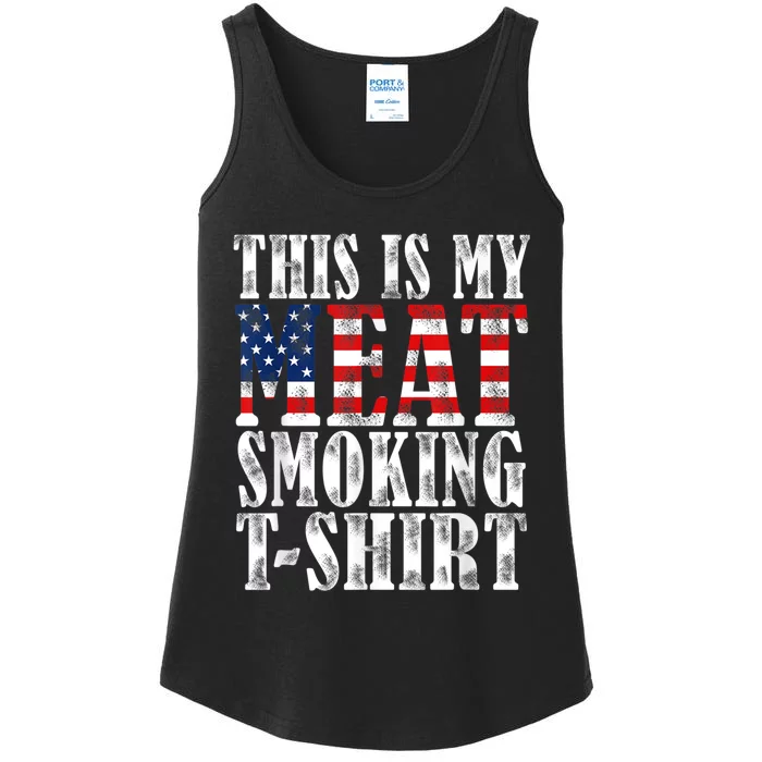 Retro BBQ Smoker Vintage US Flag This Is My Meat Smoking Ladies Essential Tank