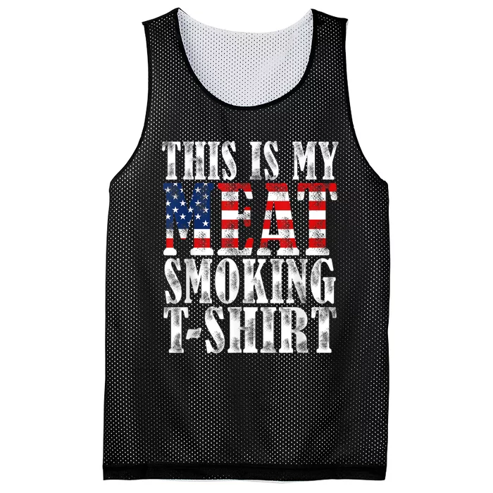 Retro BBQ Smoker Vintage US Flag This Is My Meat Smoking Mesh Reversible Basketball Jersey Tank