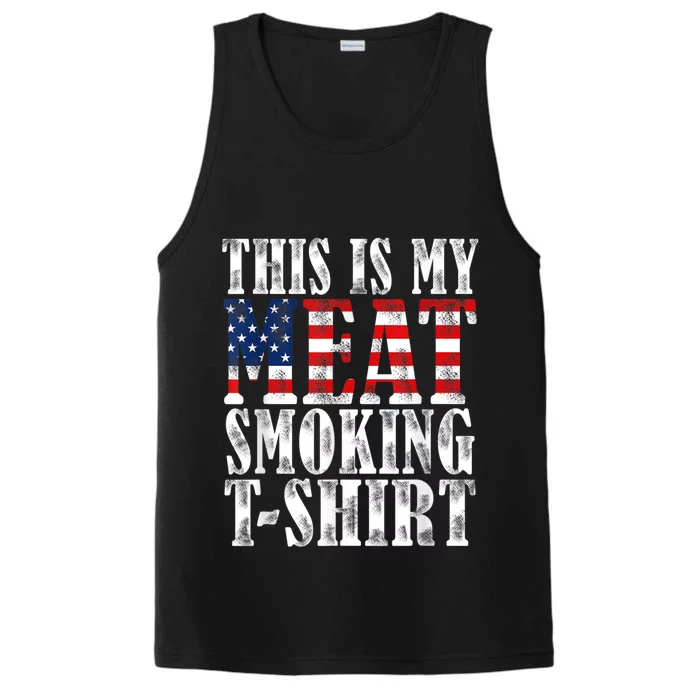 Retro BBQ Smoker Vintage US Flag This Is My Meat Smoking Performance Tank