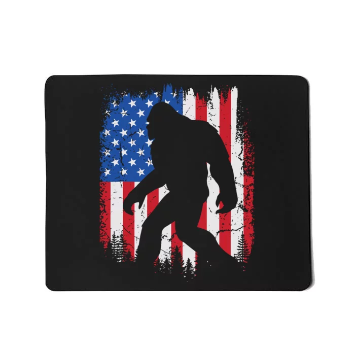 Retro Bigfoot Silhouette USA Flag Sasquatch Lovers July 4th Mousepad