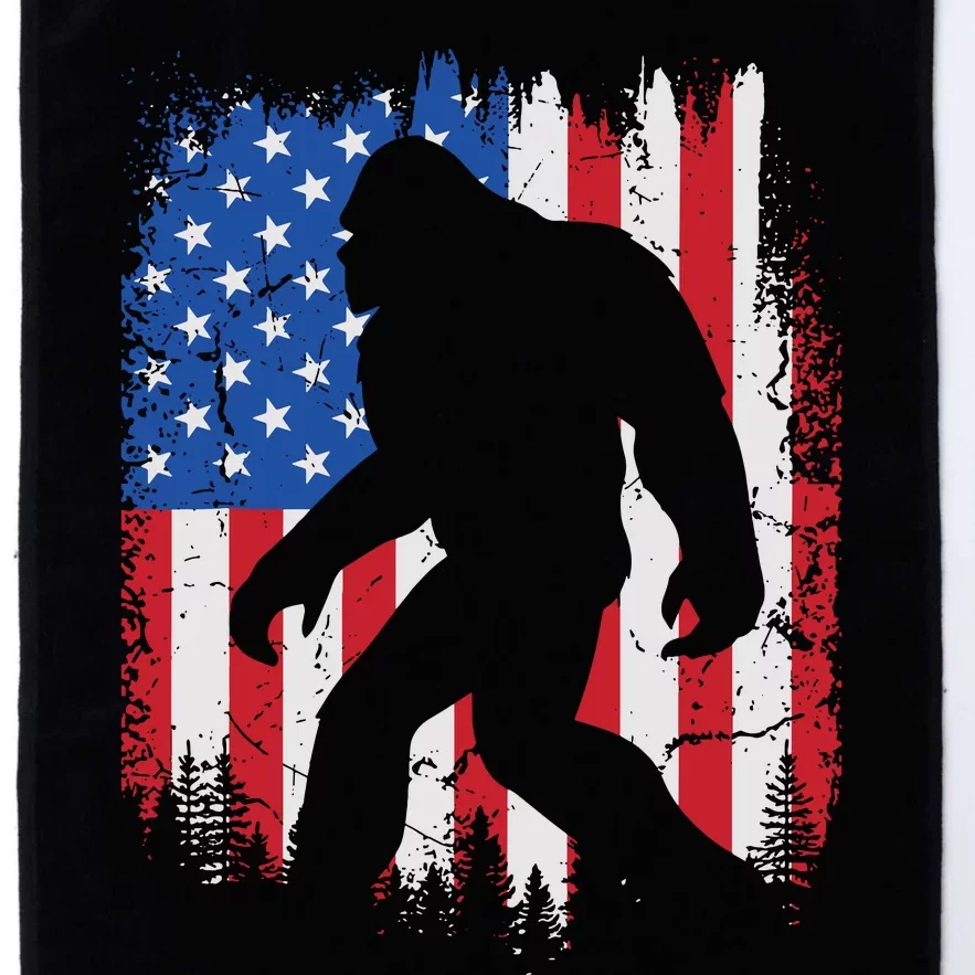 Retro Bigfoot Silhouette USA Flag Sasquatch Lovers July 4th Platinum Collection Golf Towel