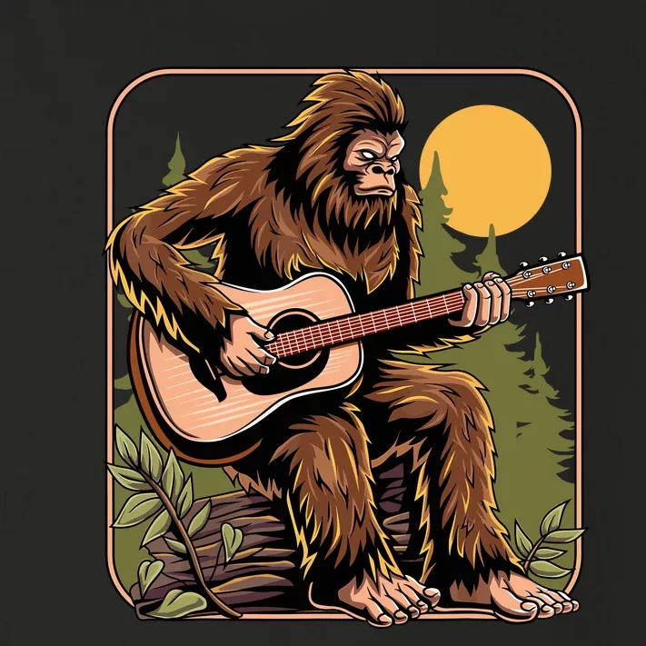 Retro Bigfoot Sasquatch Playing Acoustic Guitar Guitarist Toddler Long Sleeve Shirt