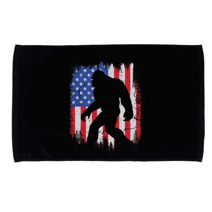 Retro Bigfoot Silhouette USA Flag Sasquatch Lovers July 4th Microfiber Hand Towel