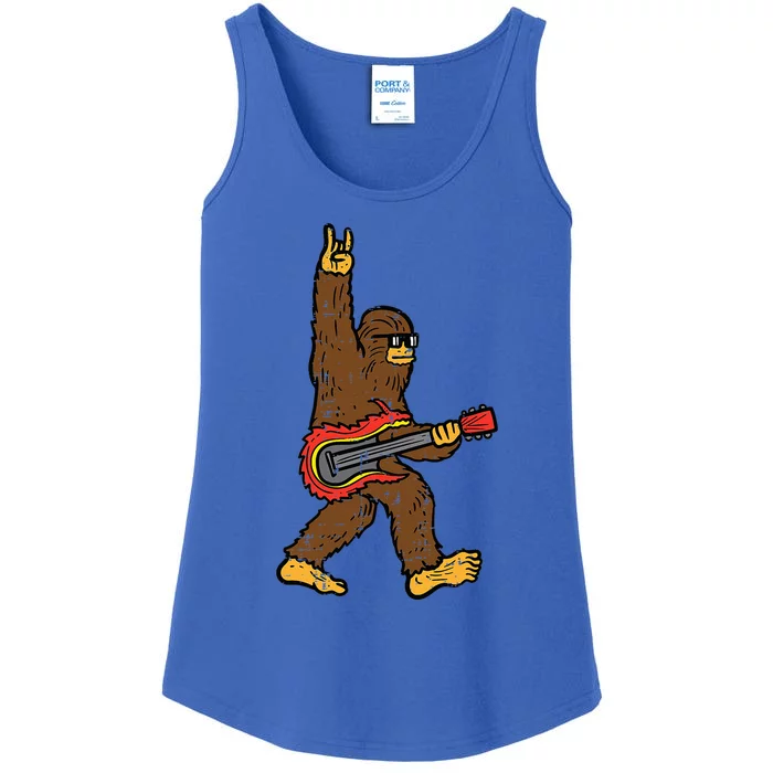 Rocker Bigfoot Sasquatch Guitar Rocknroll Rock Ladies Essential Tank