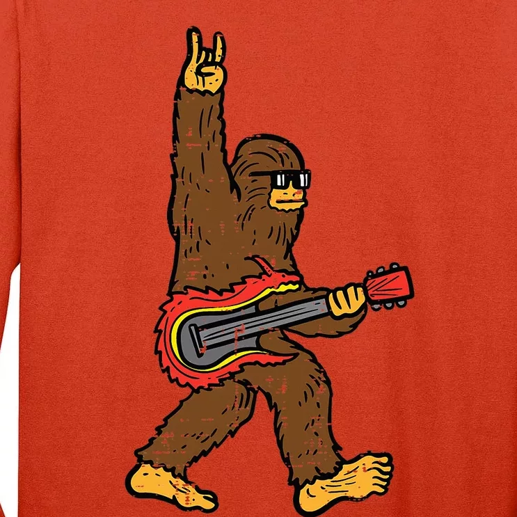 Rocker Bigfoot Sasquatch Guitar Rocknroll Rock Tall Long Sleeve T-Shirt