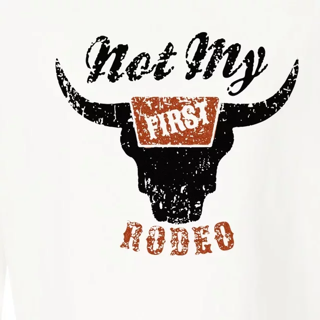 Retro Bull Skull Not My First Rodeo Western Country Cowboy Cropped Pullover Crew