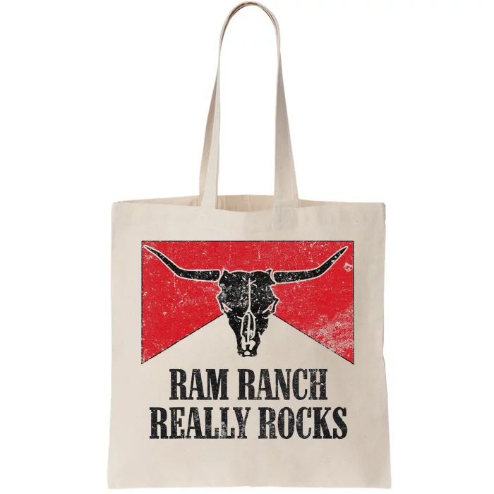 Retro Bull Skull Western Life Country Ram Ranch Rockin' Vibes Tote Bag